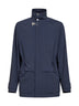 Parka con cappuccio in tessuto tecnico stretch navy