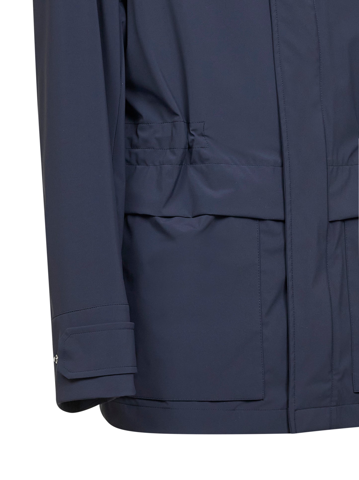 Parka con cappuccio in tessuto tecnico stretch navy