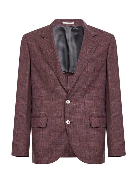 Cherry Prince of Wales single-breasted blazer