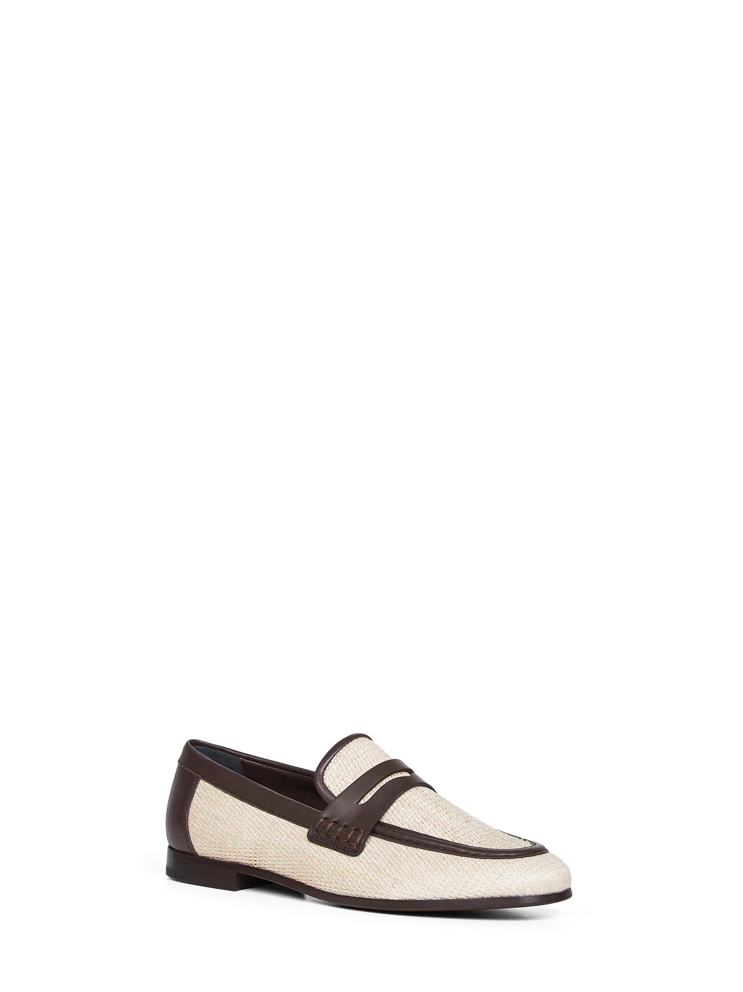 Rope techno raffia and leather loafers