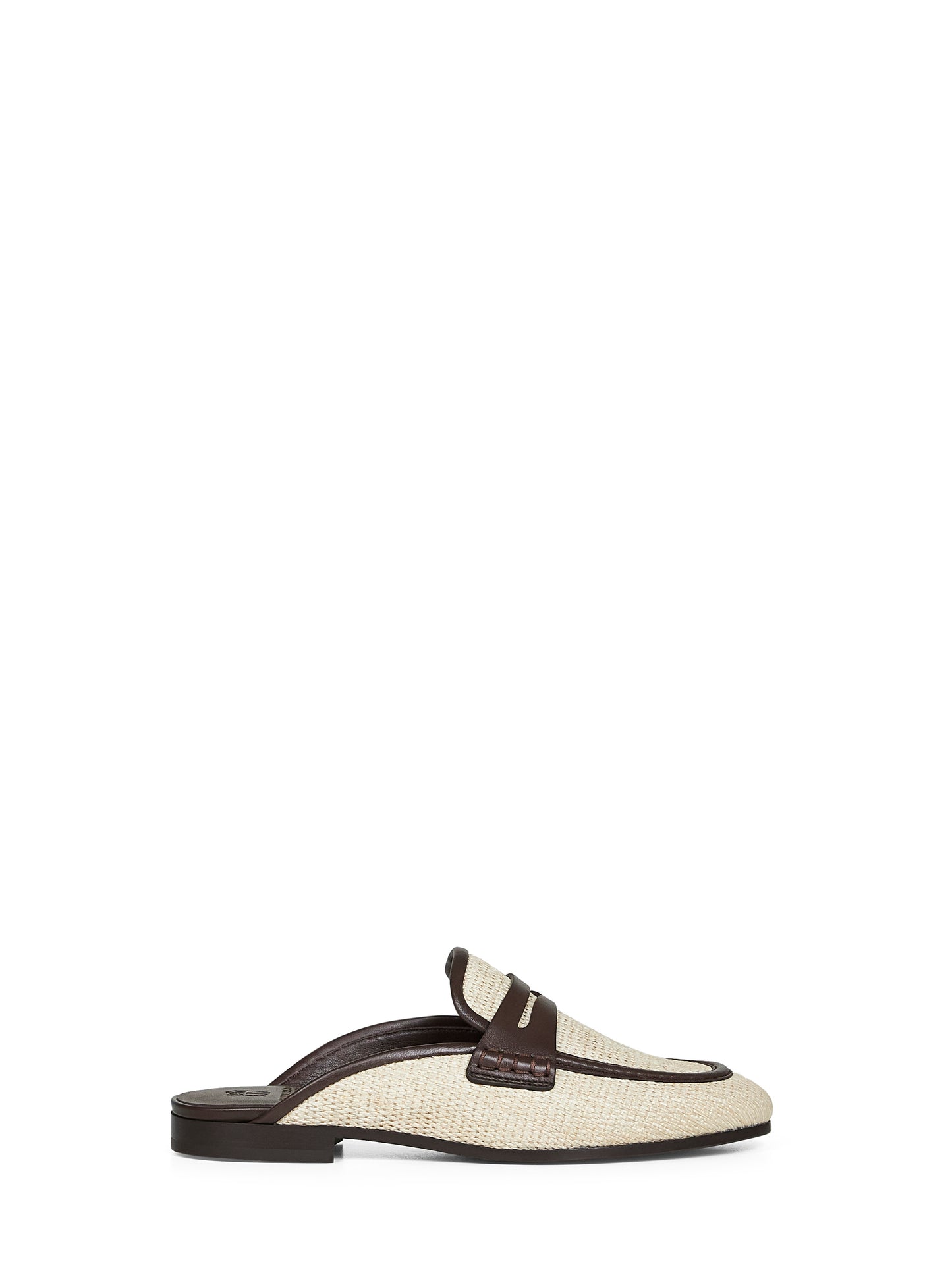 Cord techno raffia and leather mules