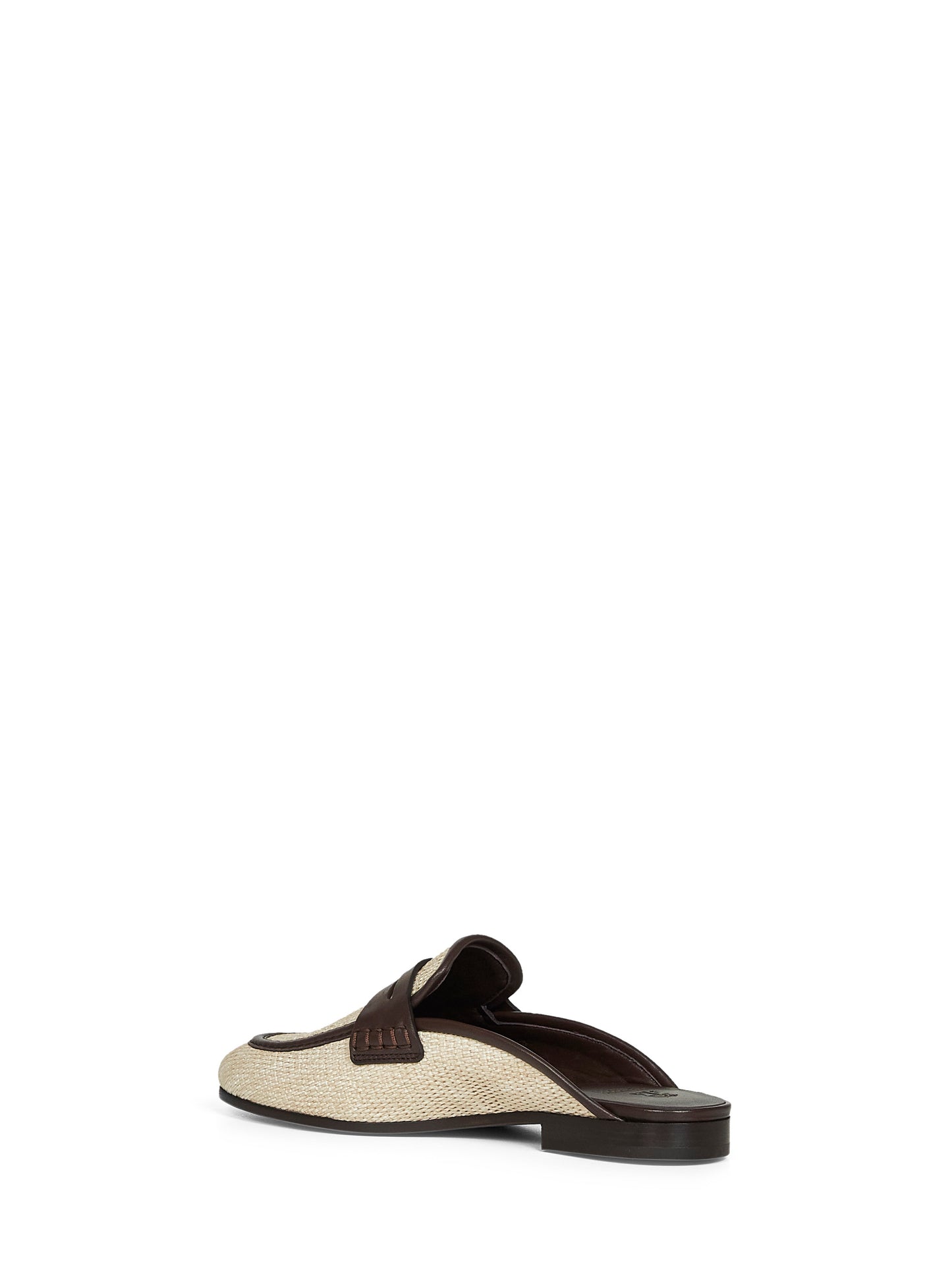 Cord techno raffia and leather mules