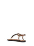 Brown suede thong sandals with monili