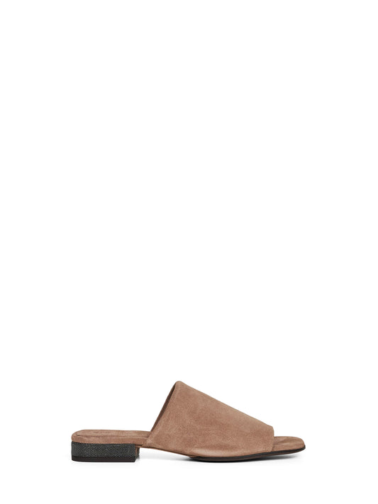 Brown suede mules with monili