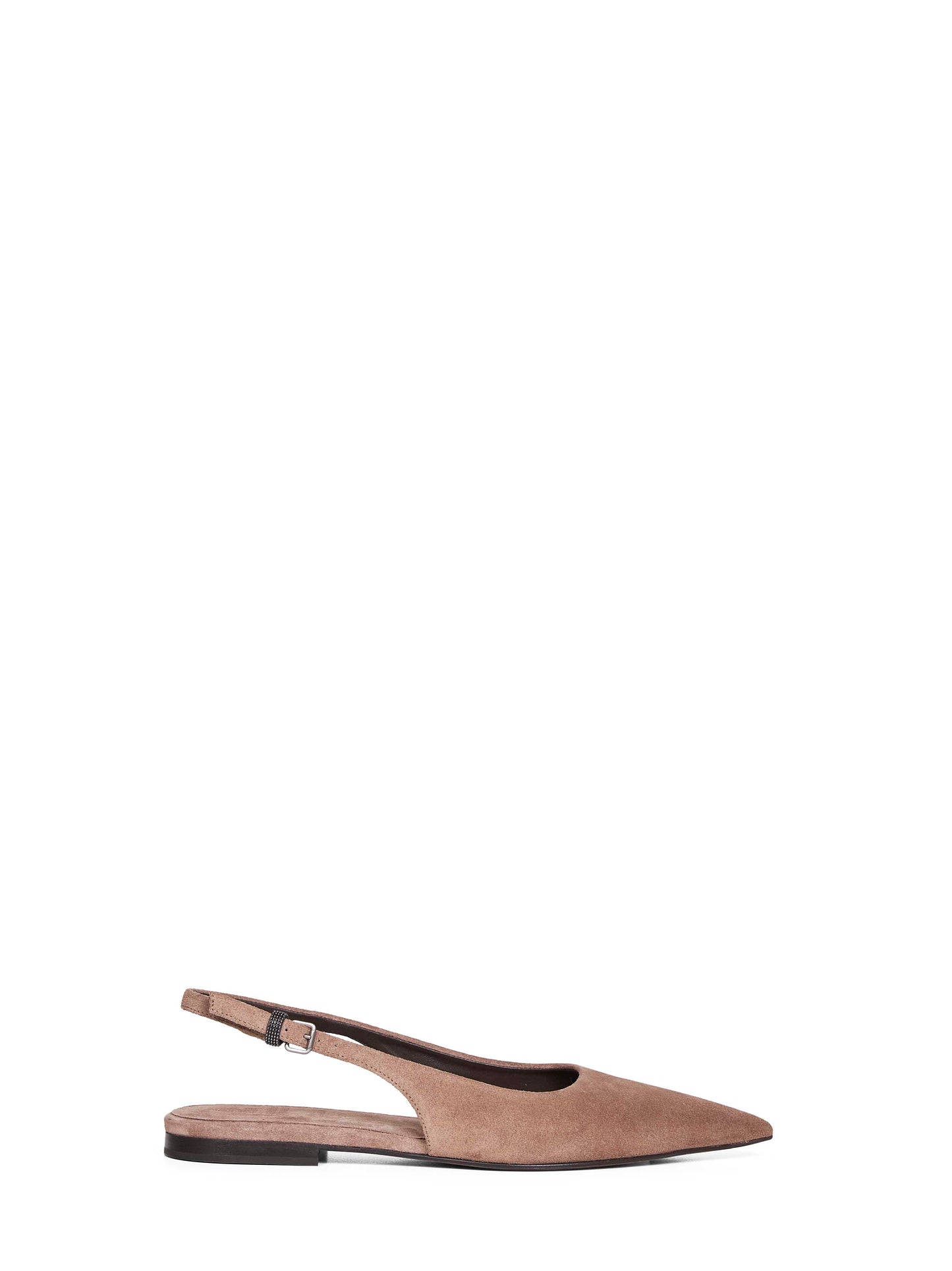 Brown suede slingback flats with Shiny Detail