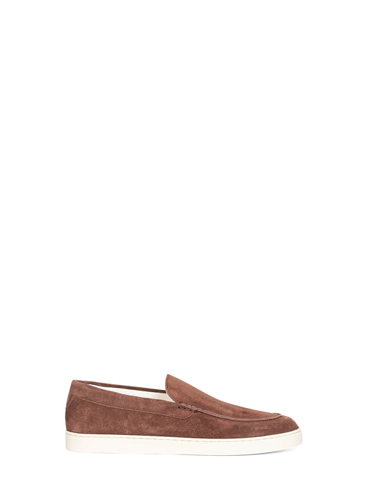 Tobacco chevron-effect suede loafer sneakers