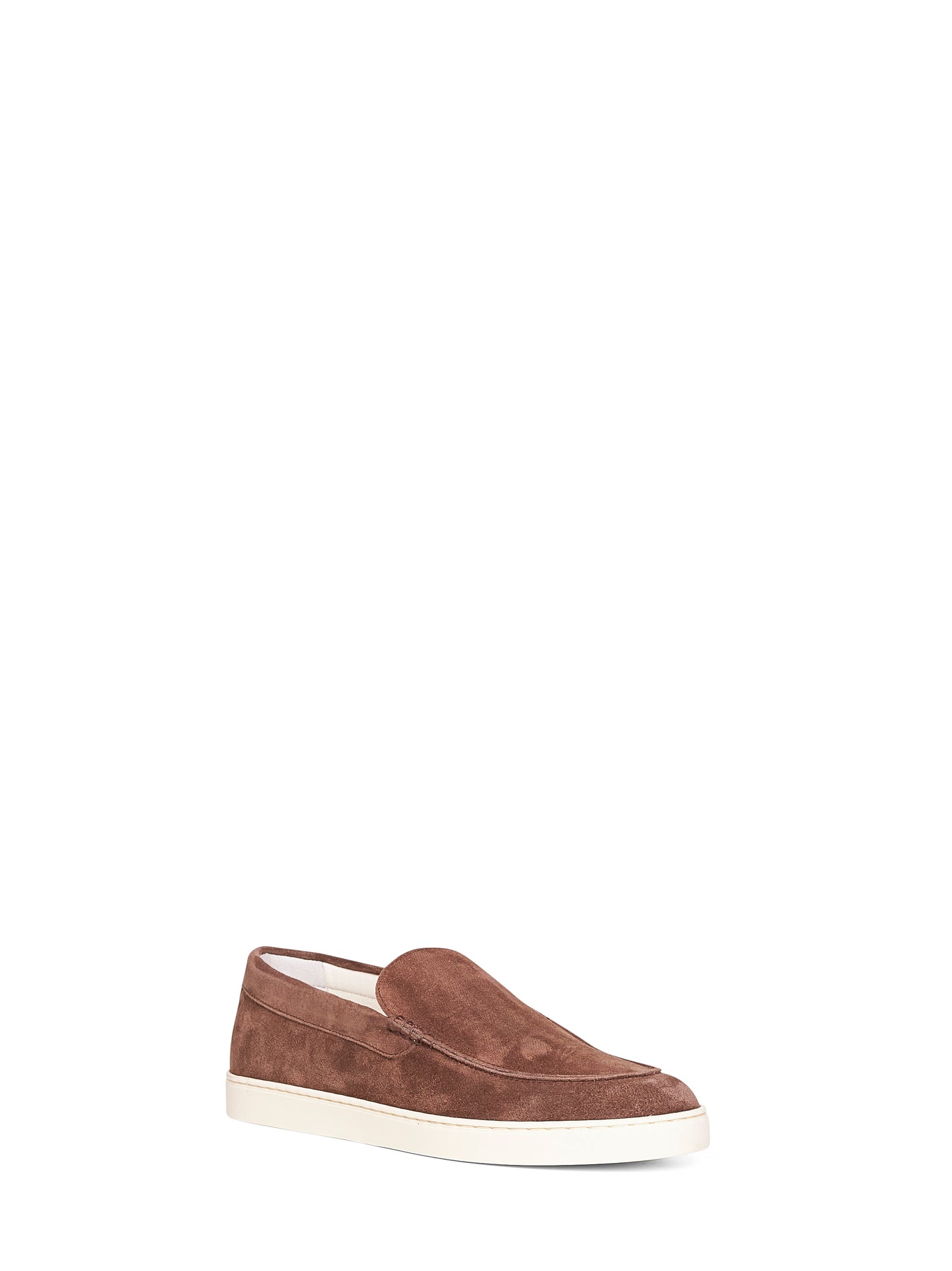 Tobacco chevron-effect suede loafer sneakers