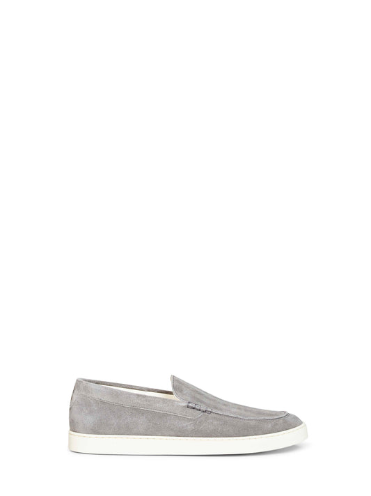 Grey chevron-effect suede loafer sneakers