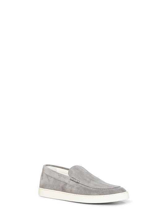 Grey chevron-effect suede loafer sneakers