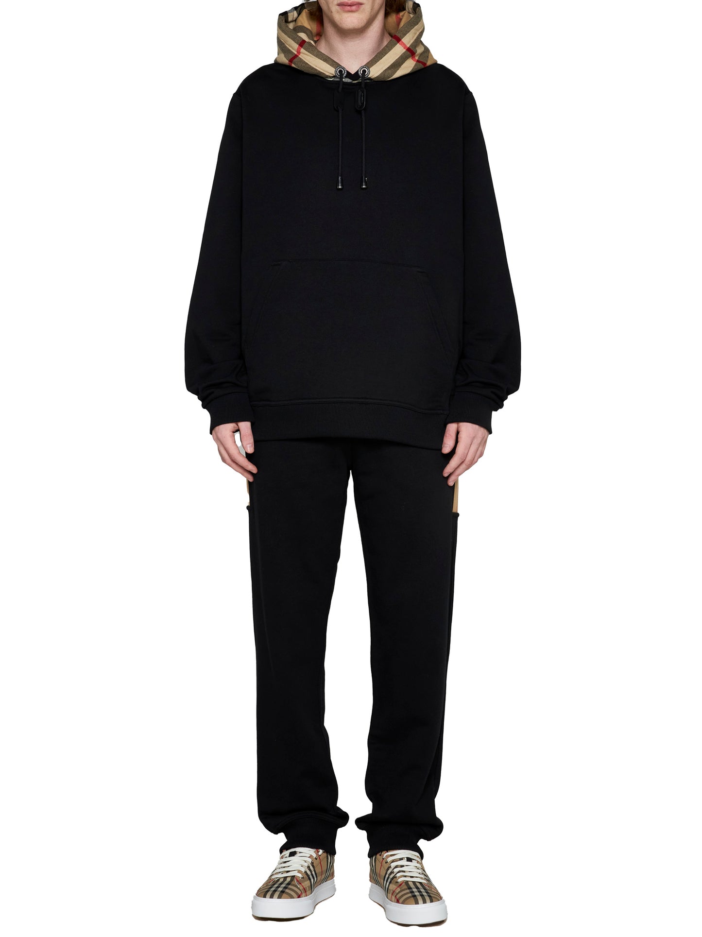 Checked cotton hoodie