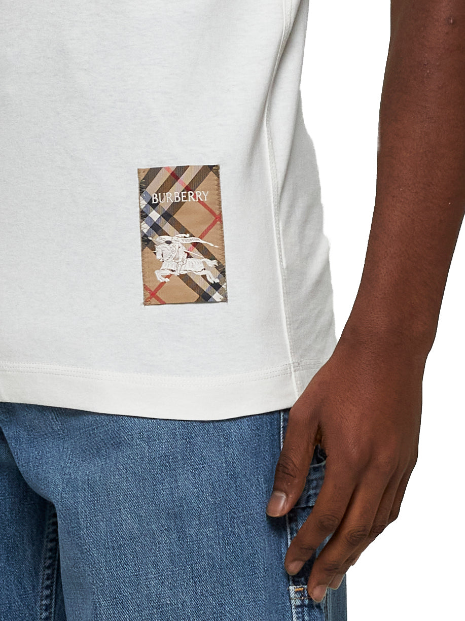 Cotton T-shirt with Check appliqué
