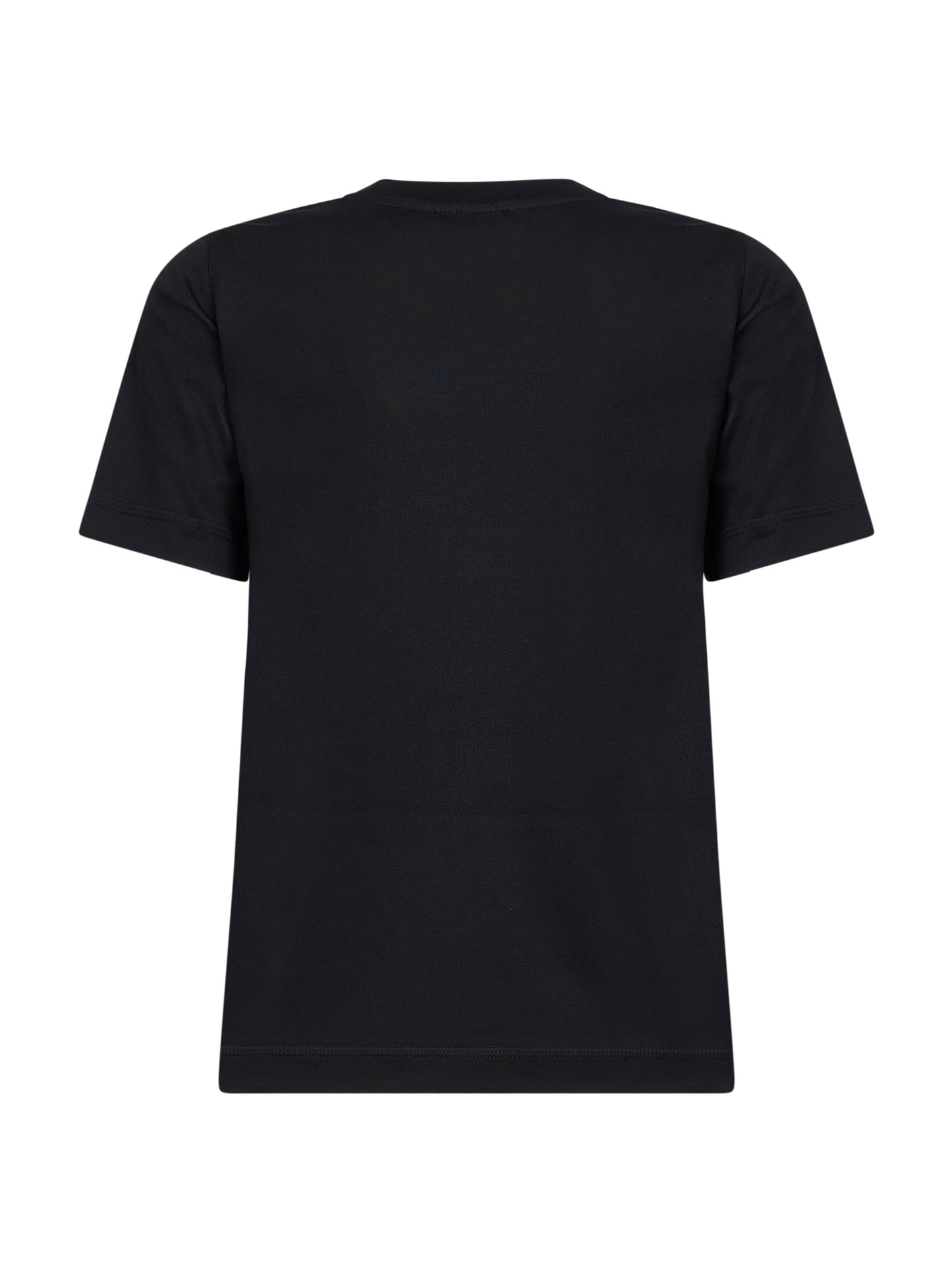 Black cotton Check patch T-shirt
