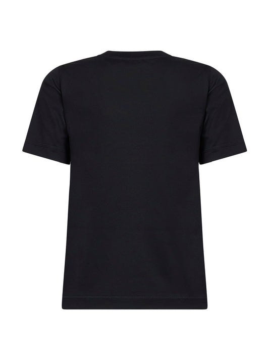 Black cotton Check patch T-shirt