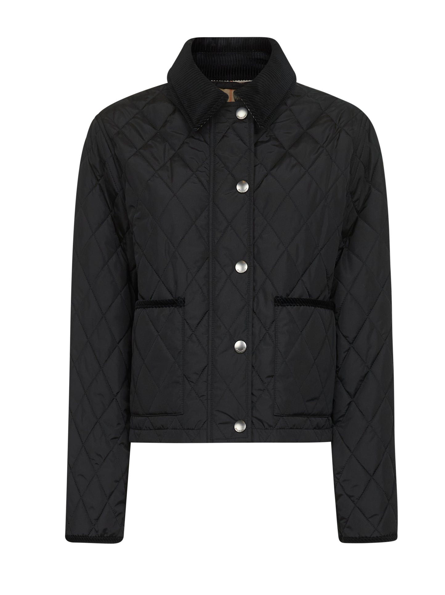 Black quilted nylon cropped jacket
