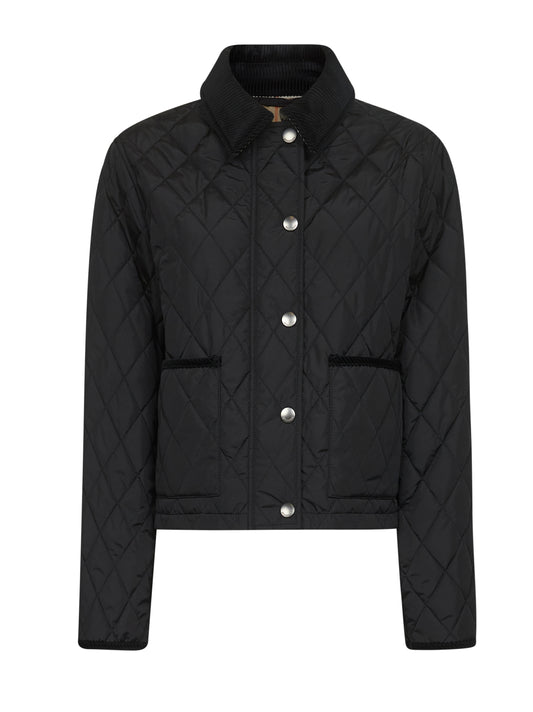 Black quilted nylon cropped jacket