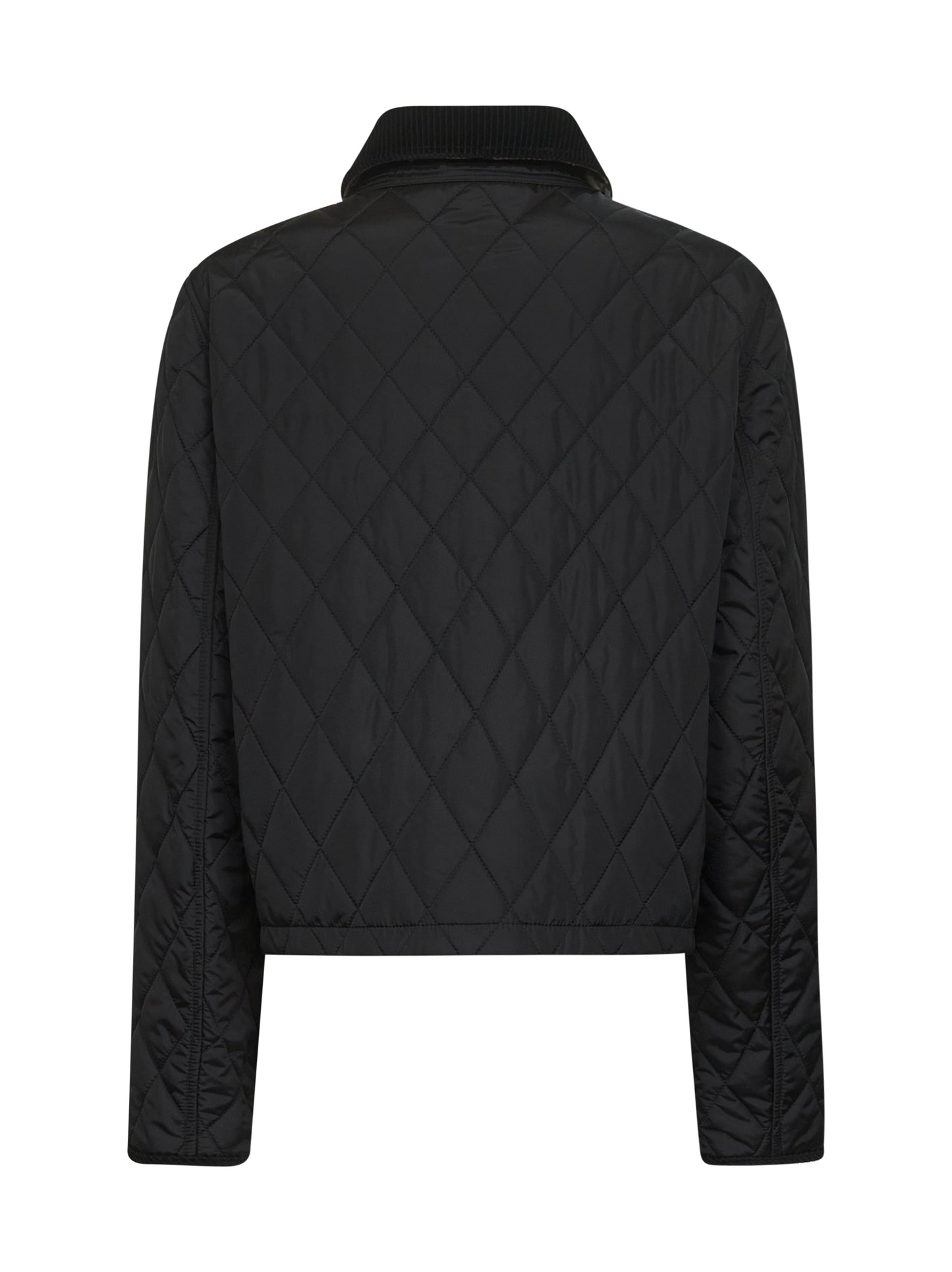 Black quilted nylon cropped jacket