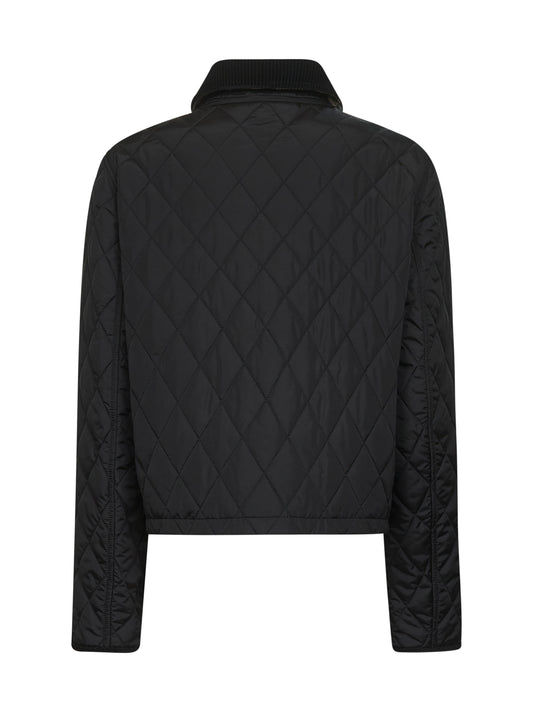 Black quilted nylon cropped jacket