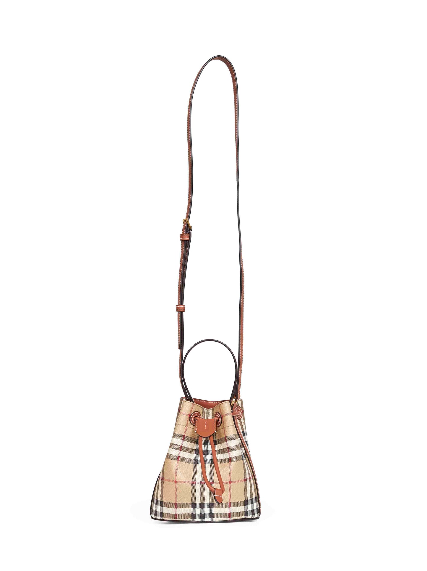 Borsa a secchiello mini Check beige archivio