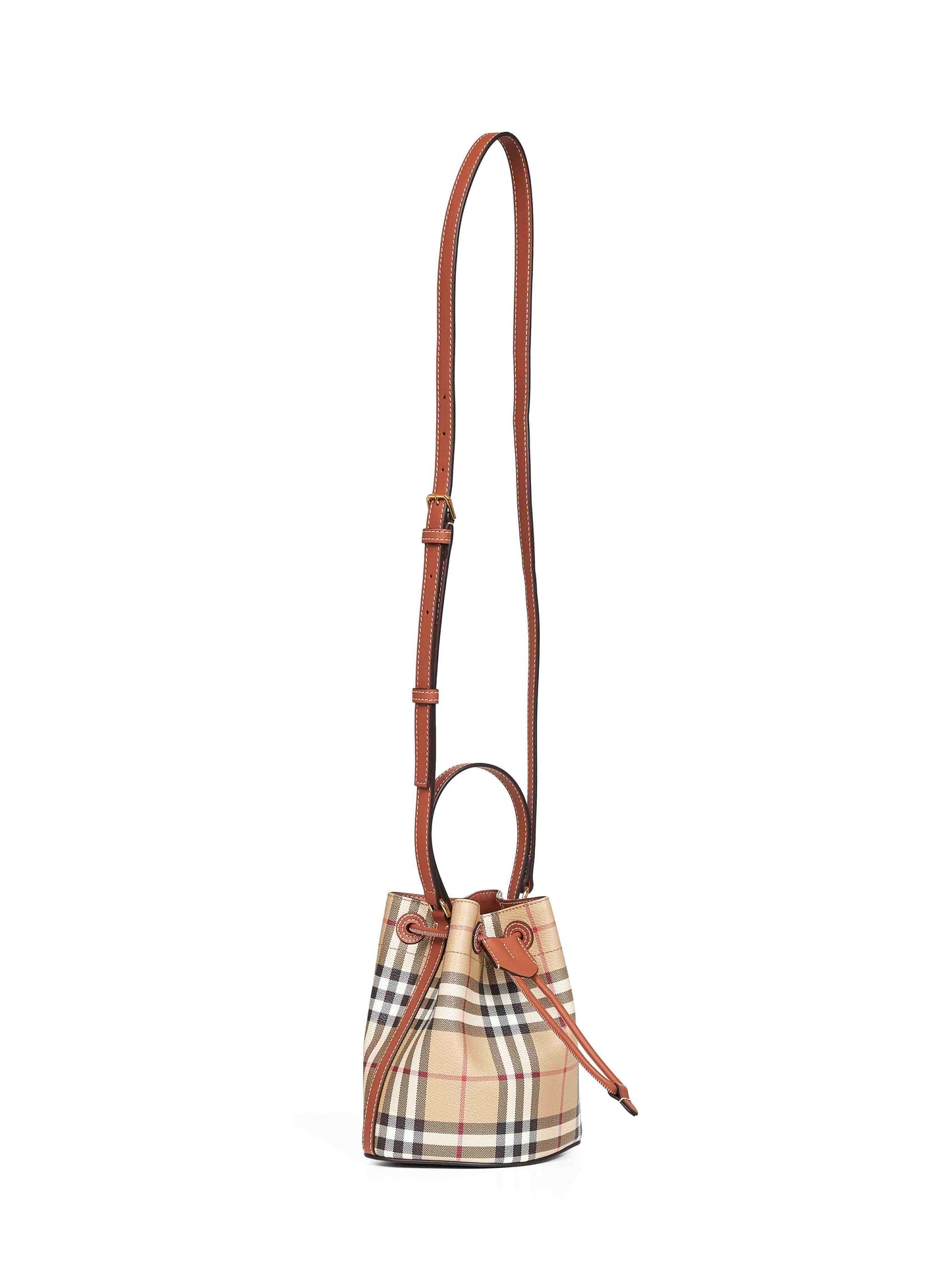 Borsa a secchiello mini Check beige archivio
