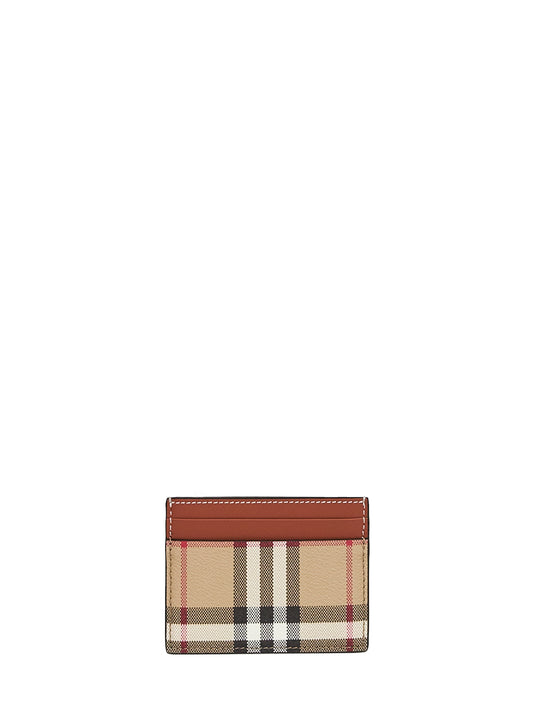 Archive beige Check credit card holder