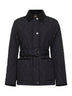 Black nylon belted quilted jacket