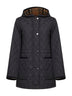 Parka con cappuccio in nylon trapuntato nero<BR/>