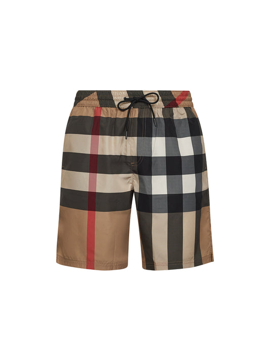 Beige Burberry Check swim trunks