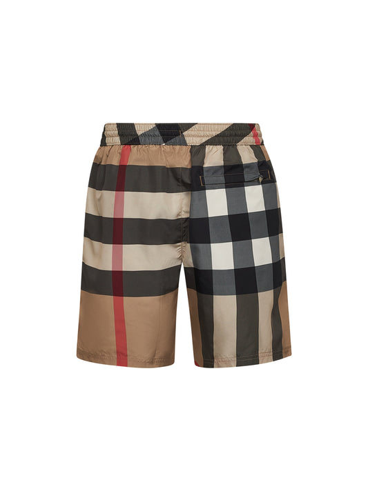 Beige Burberry Check swim trunks
