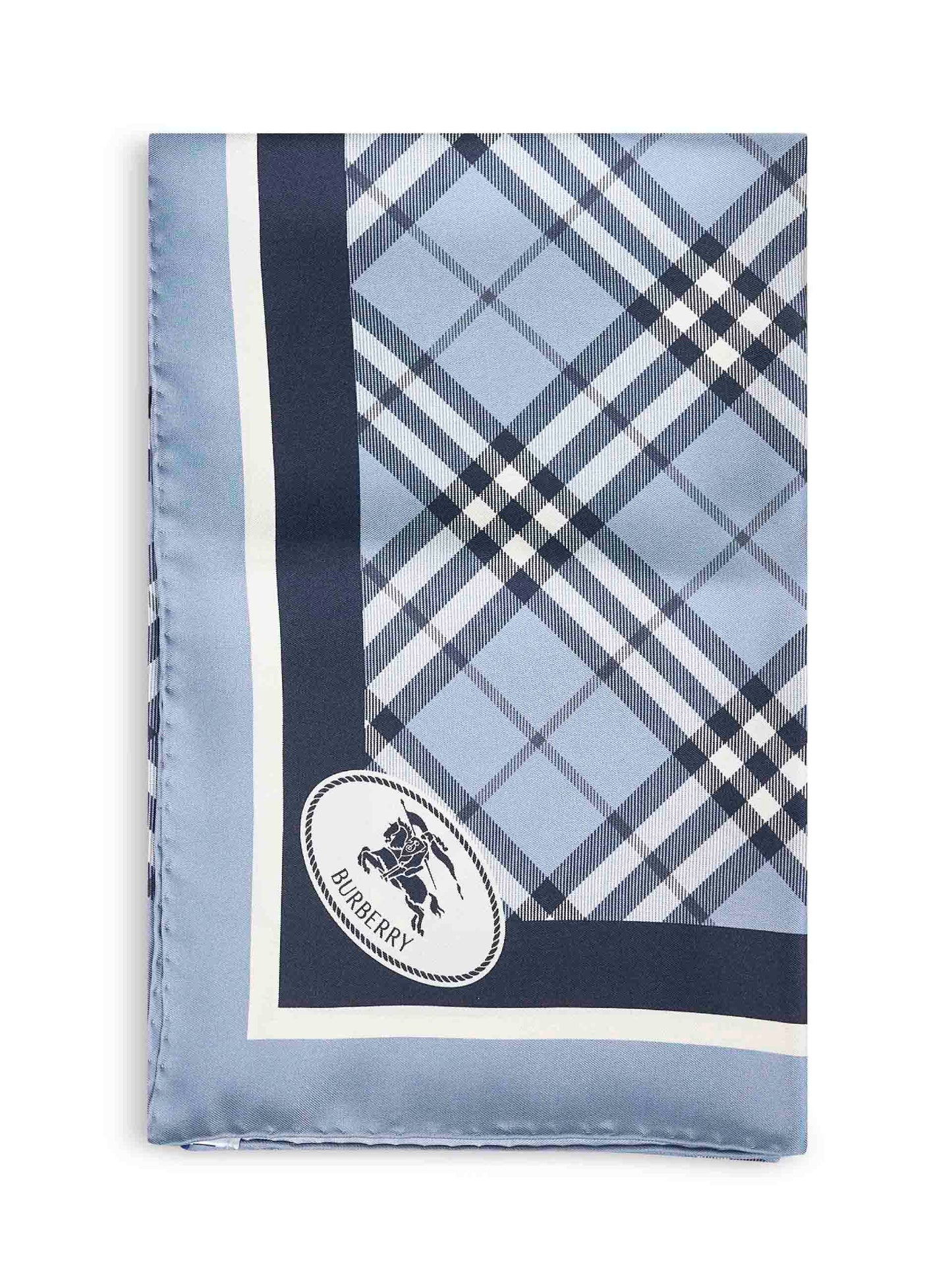Bank blue Check silk twill scarf