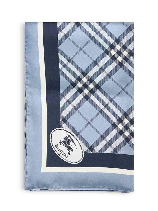 Bank blue Check silk twill scarf