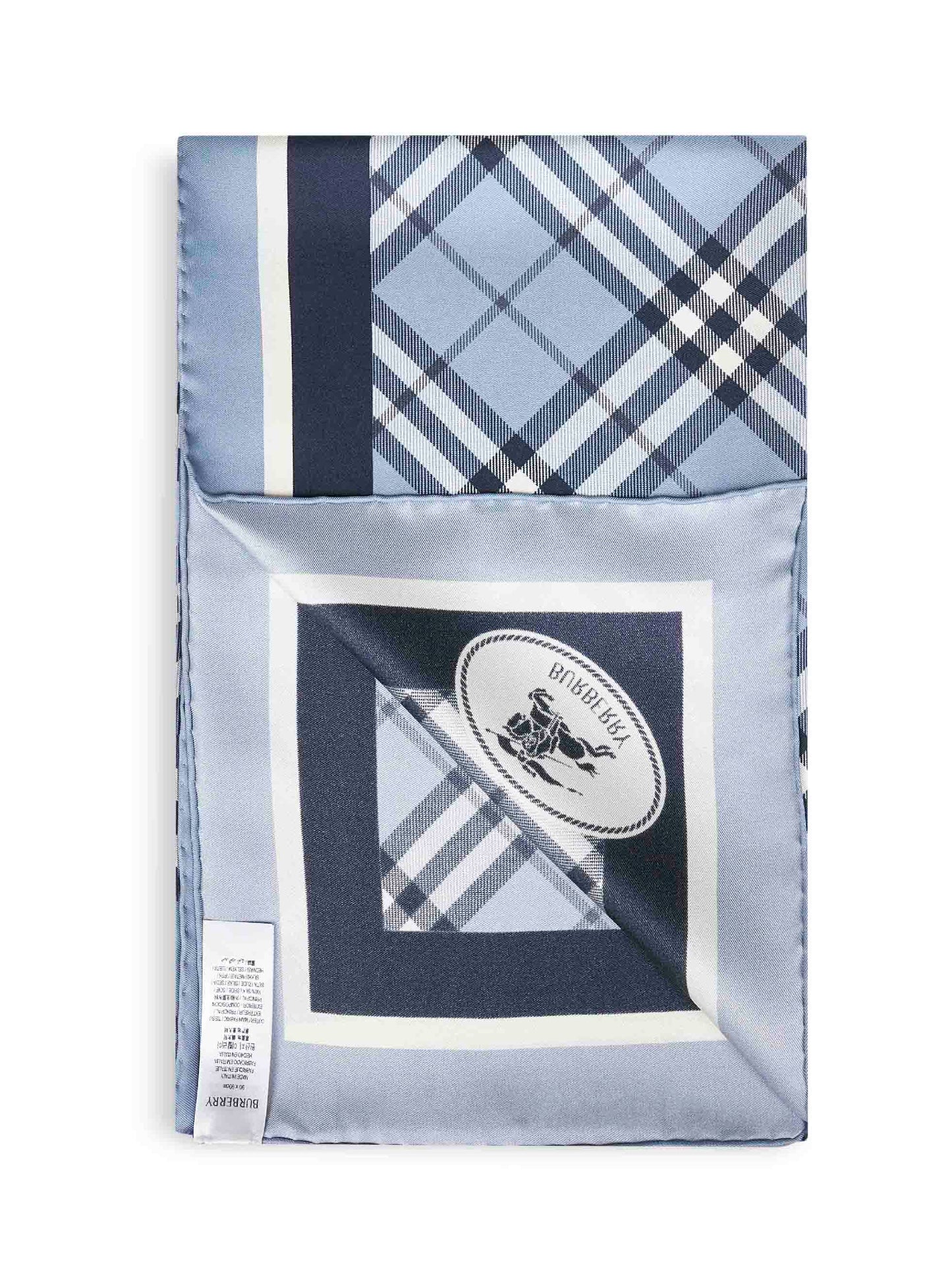 Bank blue Check silk twill scarf