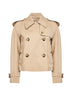 Giacca trench cropped in gabardina miele<BR/>