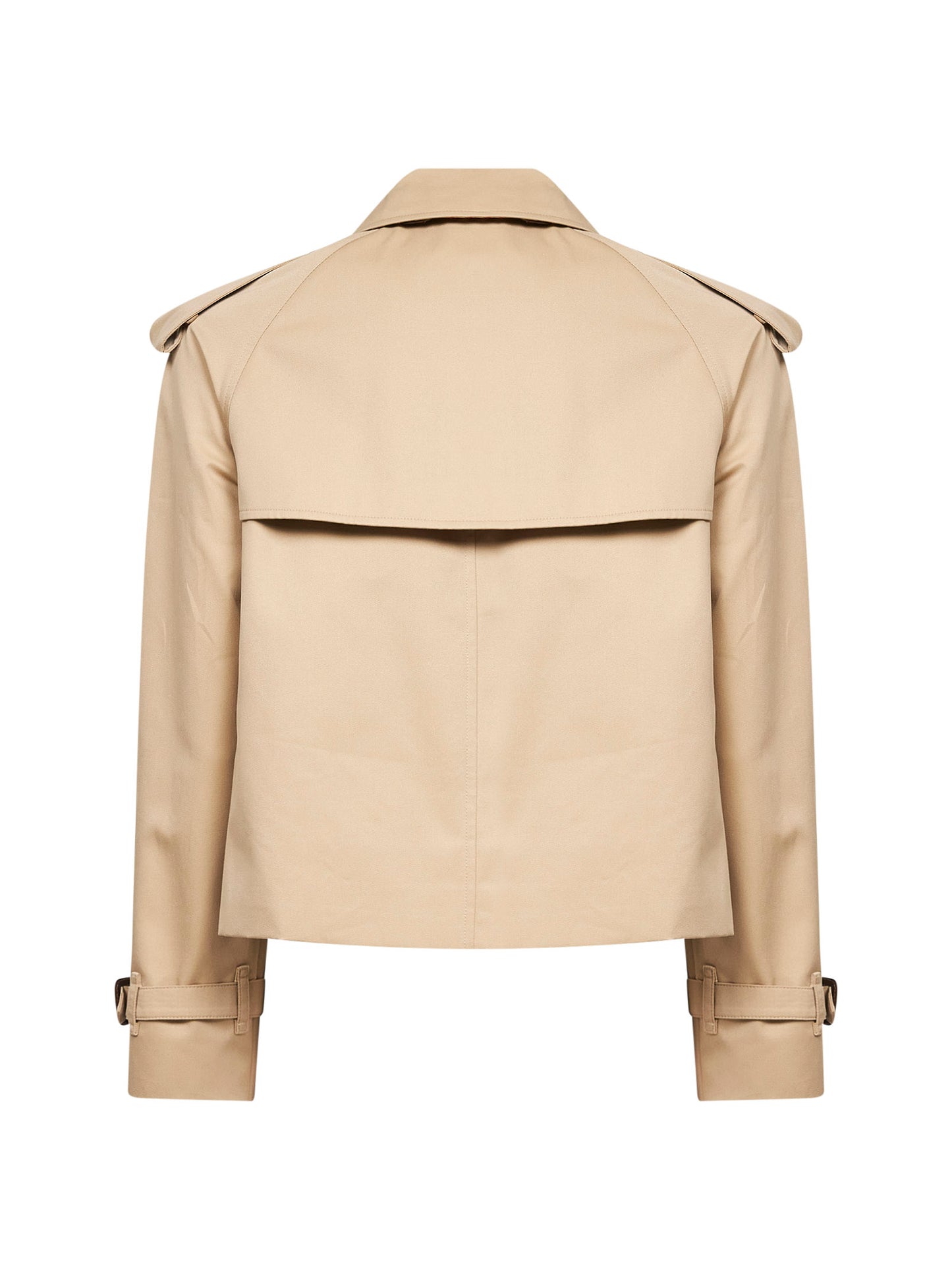 Giacca trench cropped in gabardina miele<BR/>