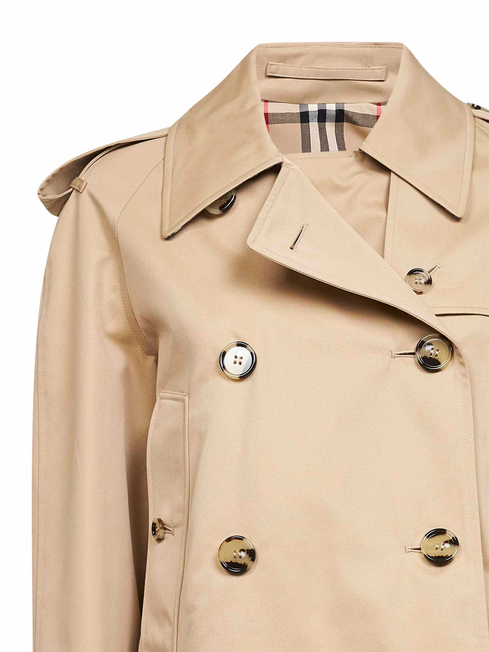 Honey gabardine cropped trench jacket – Daniello.com