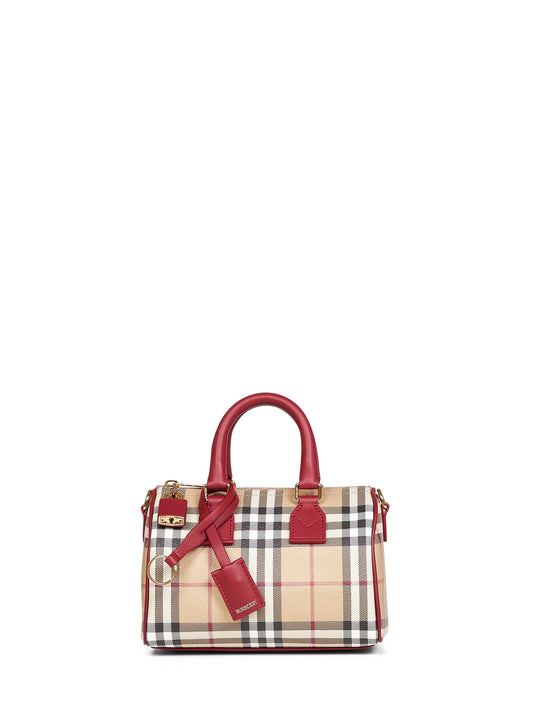 Borsa bowling mini Check beige archivio