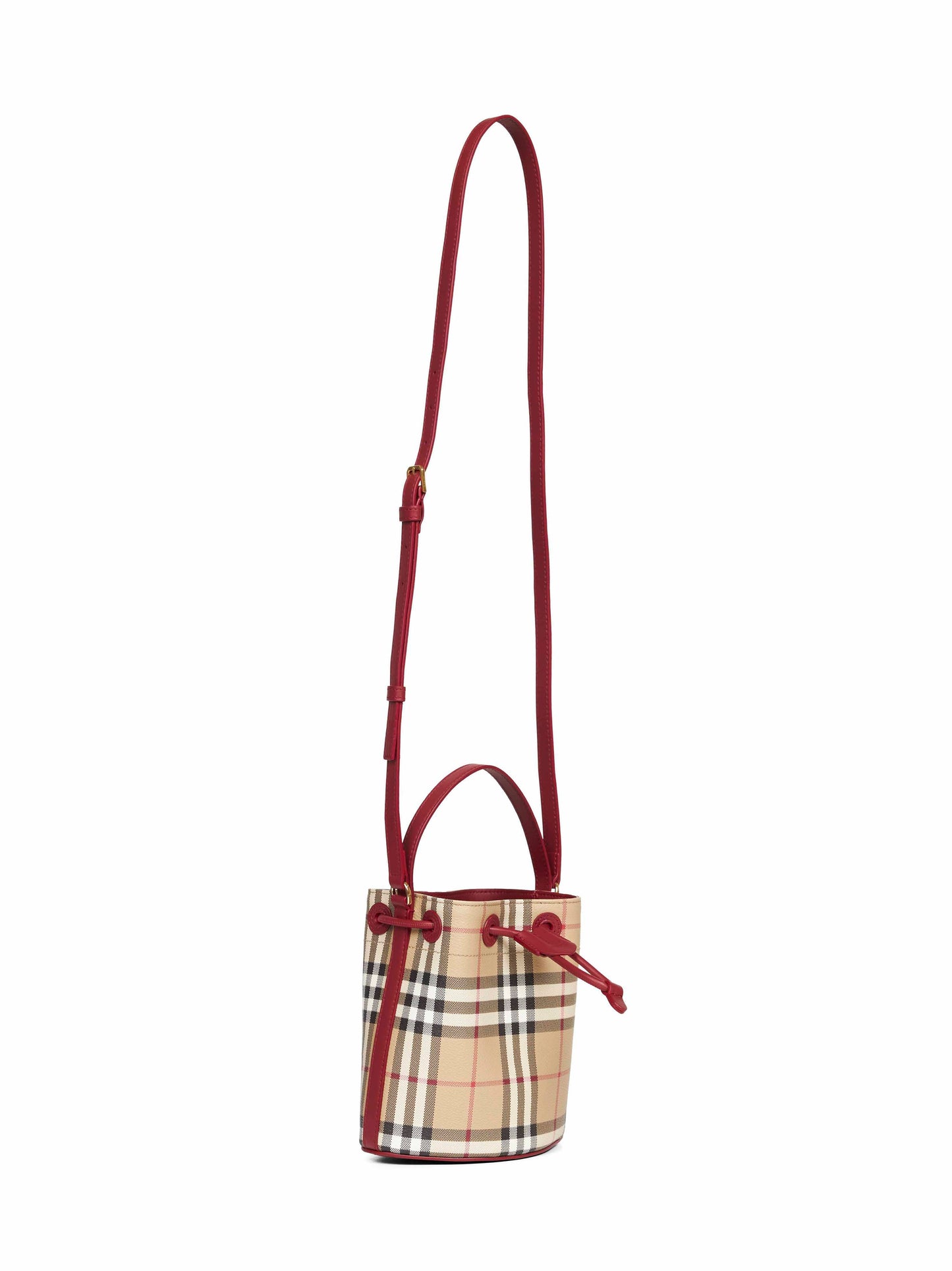 Archive beige Check mini bucket bag