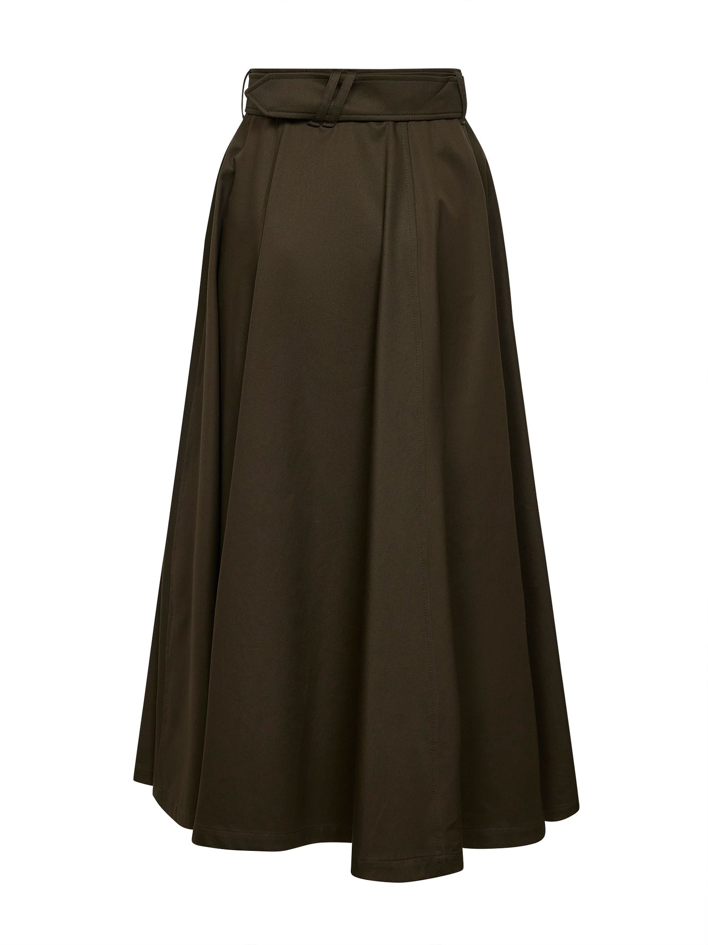 Juniper green gabardine midi trench skirt