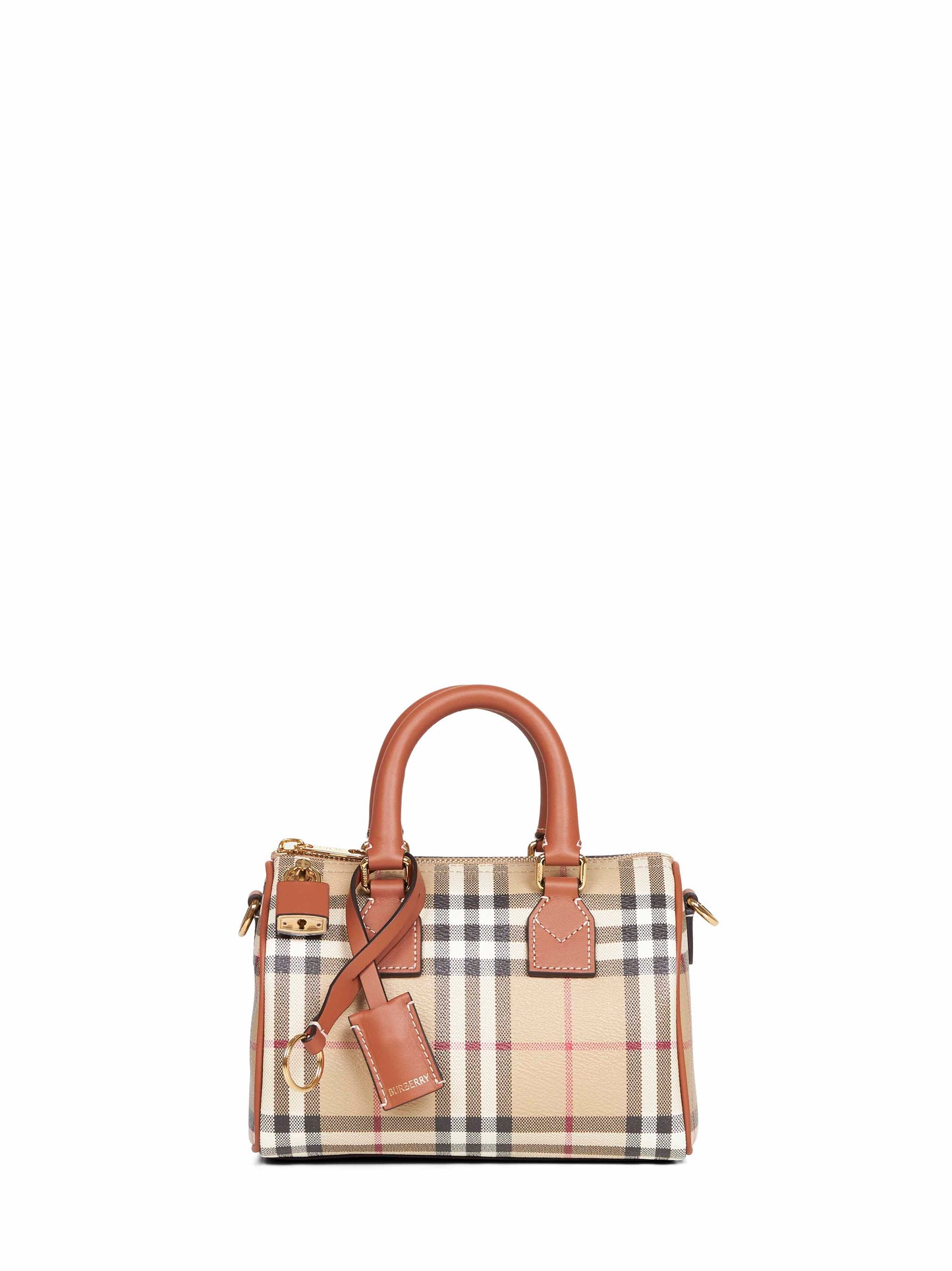 Borsa bowling mini Check beige archivio