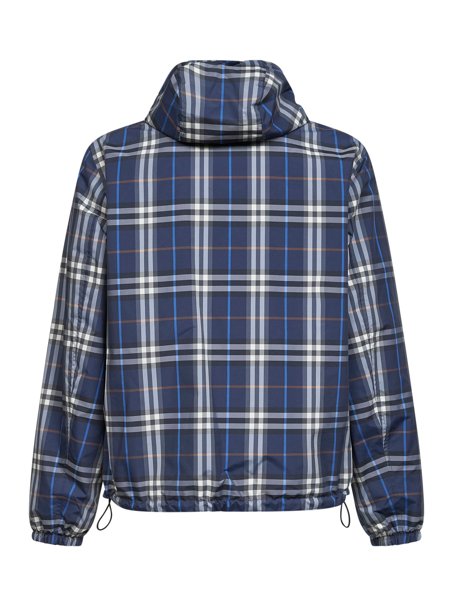 Blue Check reversible hooded jacket