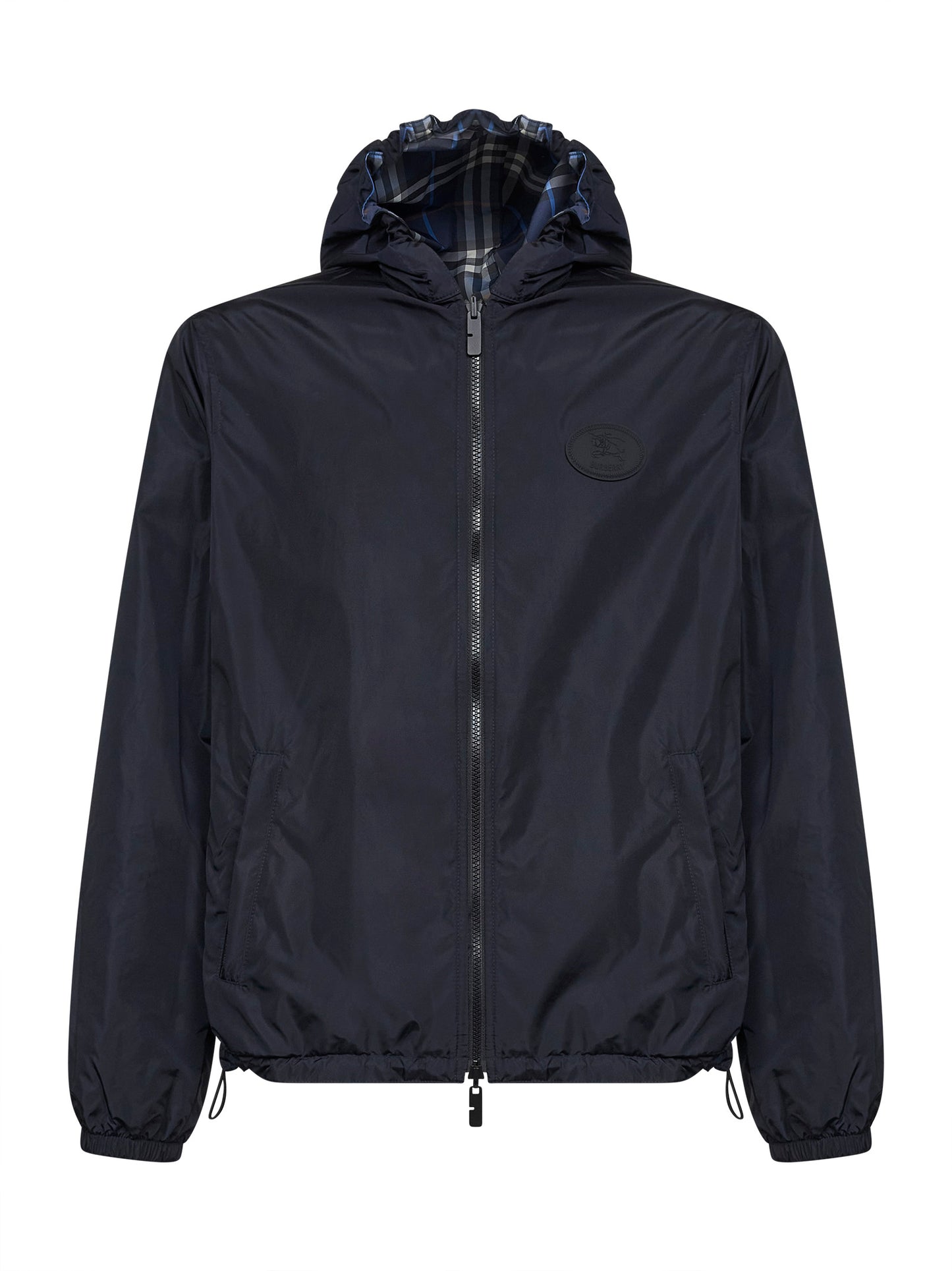 Blue Check reversible hooded jacket