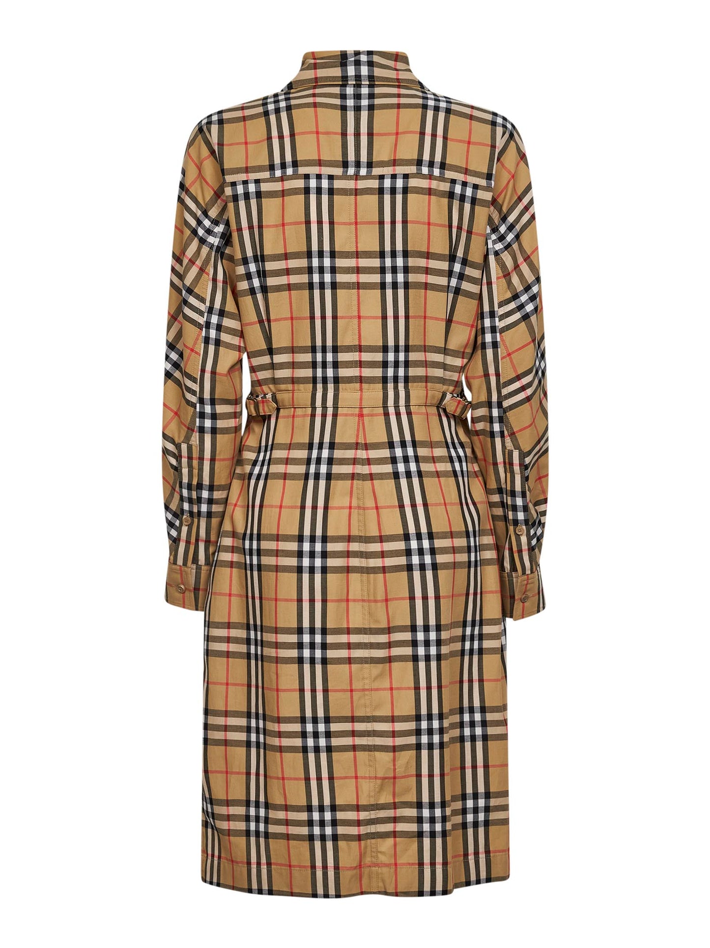 Burberry | Sand beige Check Cotton midi Shirt Dress | Women | 4 Burberry | Sand beige Check Cotton midi Shirt Dress | Women | 4