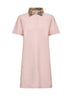 Pink piqué shirt polo dress with Check collar