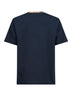 Navy blue cotton Check trims T-shirt