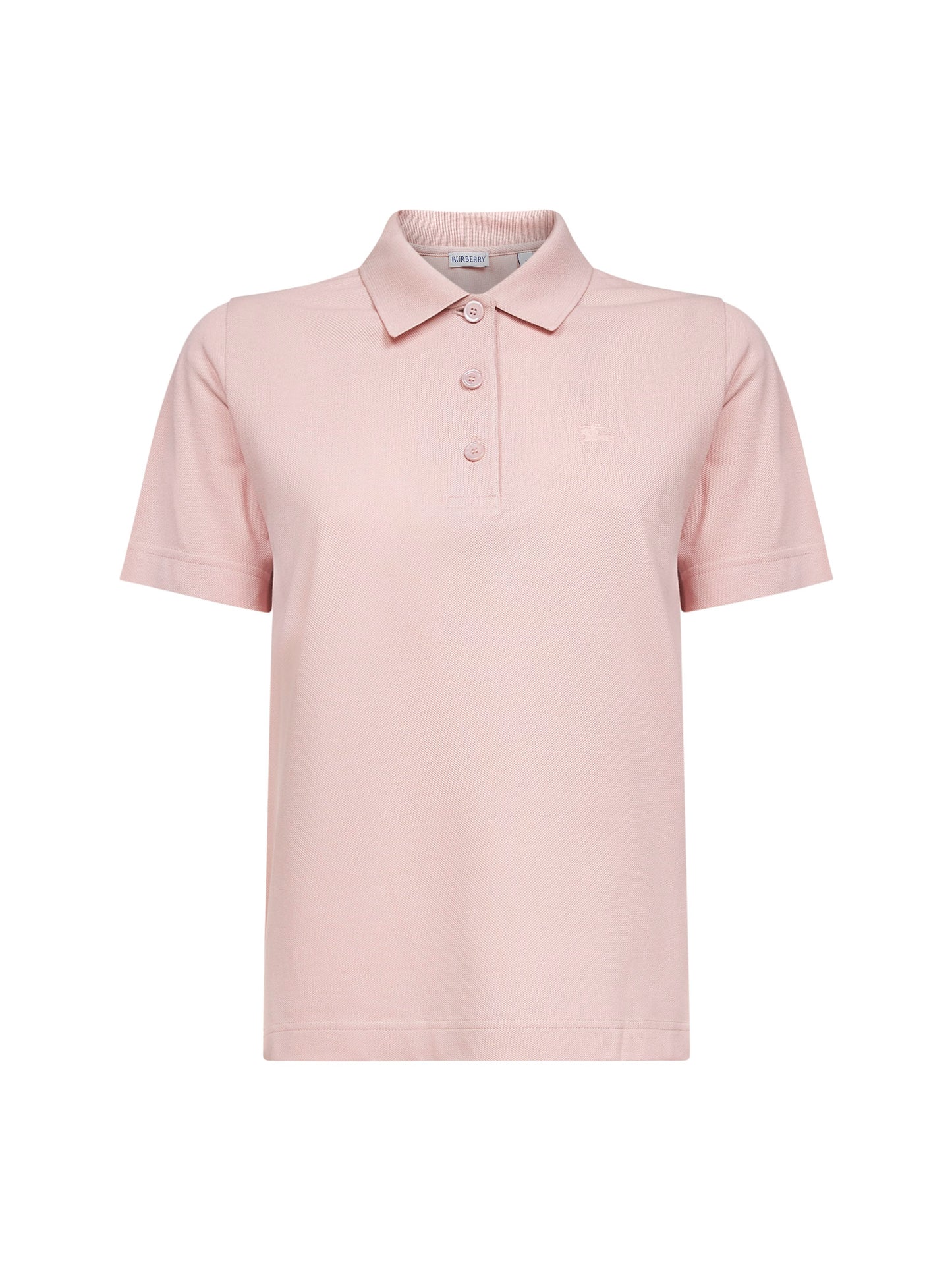 Pink cotton piqué embroidered polo shirt