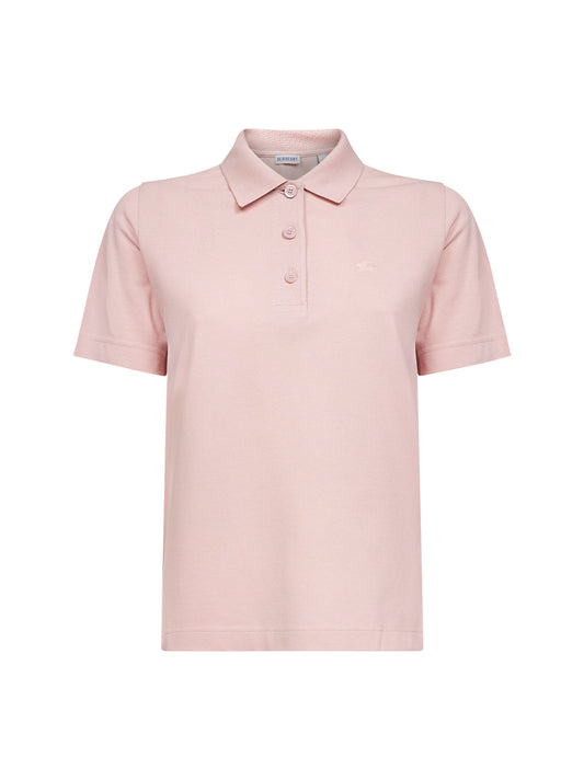 Pink cotton piqué embroidered polo shirt