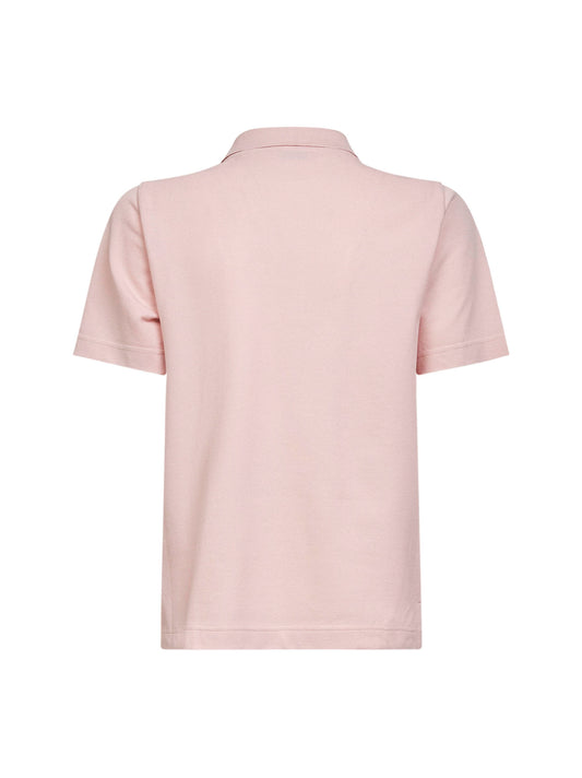 Pink cotton piqué embroidered polo shirt