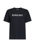 T-shirt in cotone nero con logo<BR/>