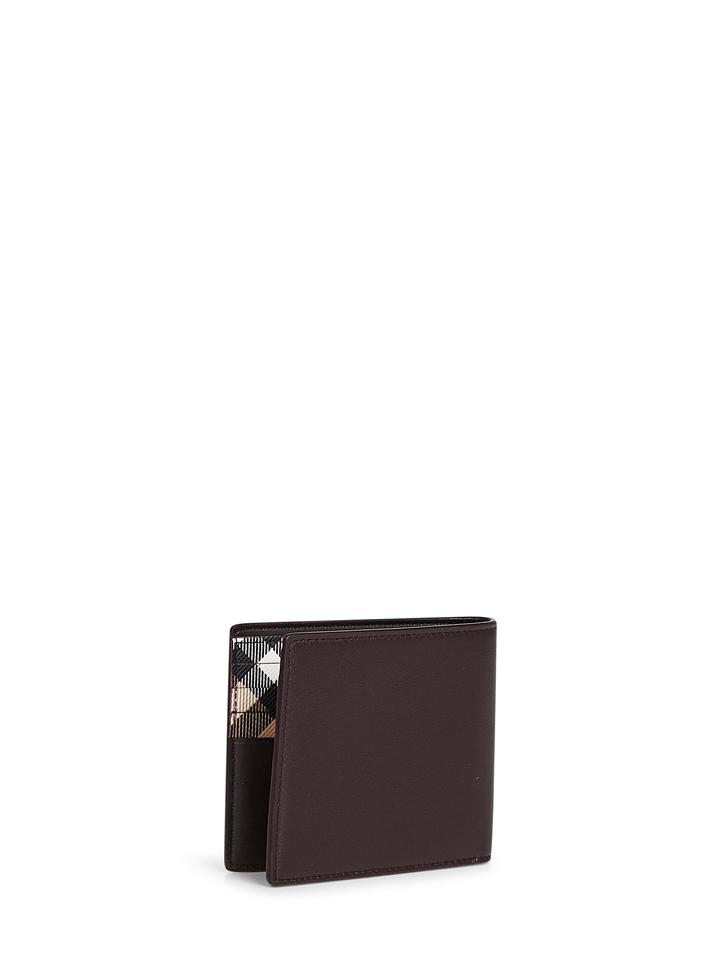 Brown Pop bi-fold wallet with Check pattern