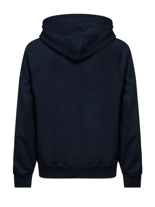 Blue cotton zip-up hoodie with Check tapes