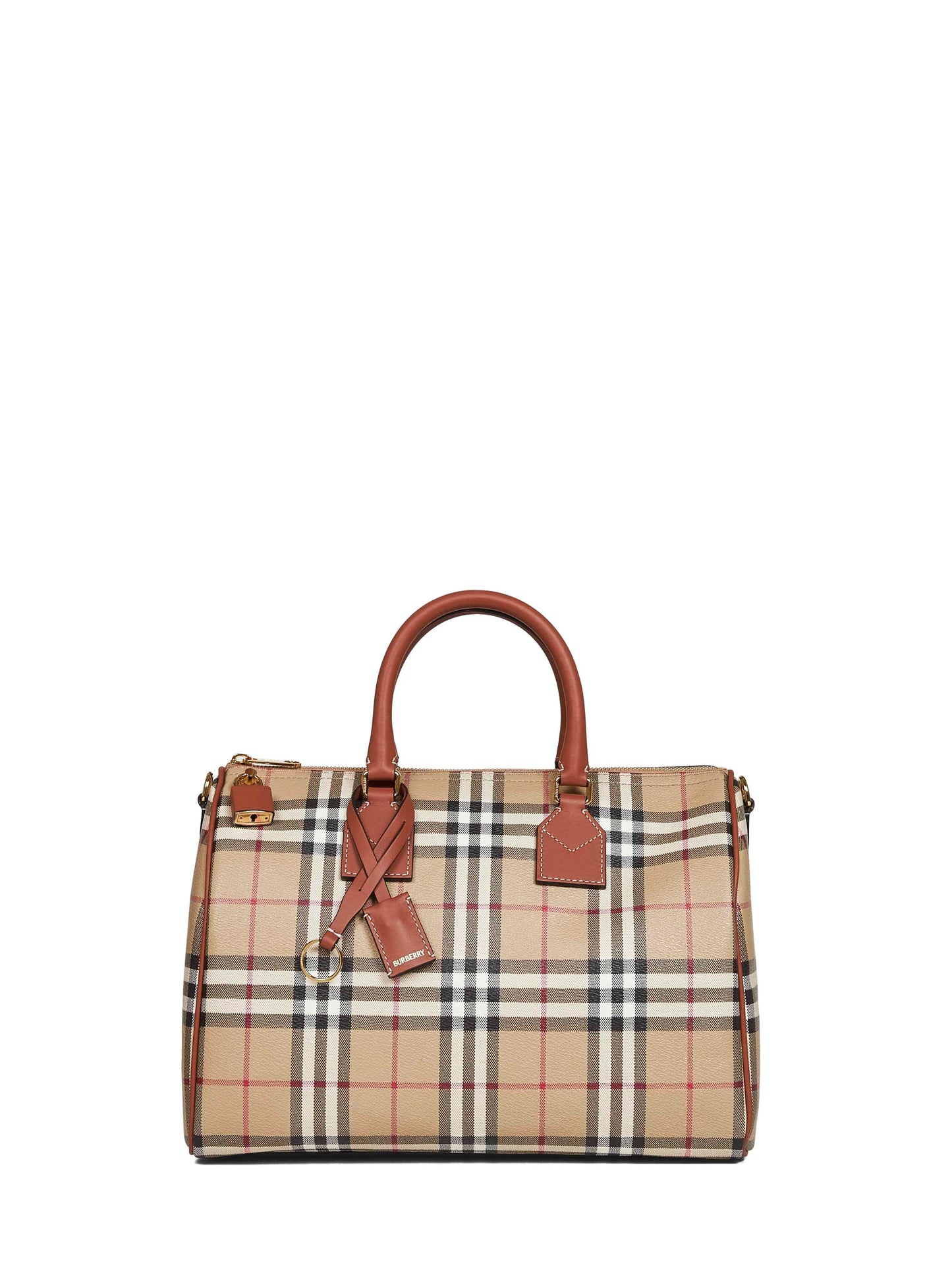 Borsa bowling Check media beige archivio